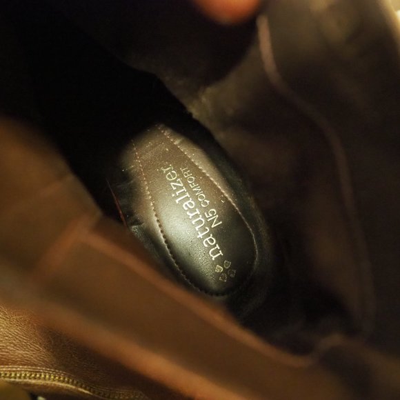 Naturalizer Heeled Ankle Boots Booties Brown Tan Leather Womens 9.5 - Picture 6 of 7